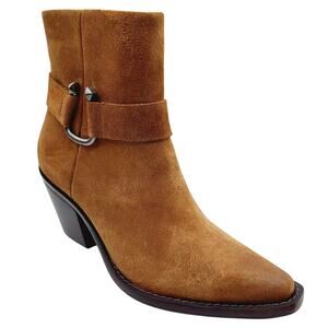 Antonio Melani Tabbie Tan Suede Squared Toe Stacked Heel Ankle Bootie Sze 7M NWT